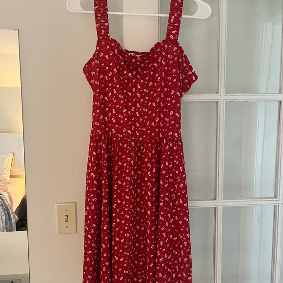 NWT Floral Red Short Summer Dress - Picture 1 of 7